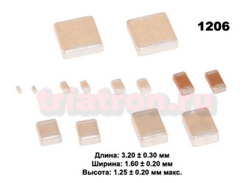 2,2пф NPO 50в ±0,25пф (1206) Чип керам,конденсатор FENGHUA 1206CG2R2C500NT