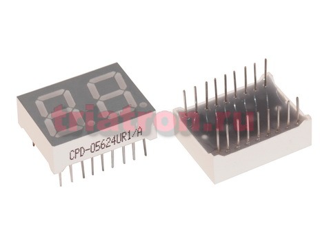 CPD-05624UR2/A (5622FSR) 25*19мм красн 2разр цифр.индикатор общий анод CPM CPD-05624UR2/A (5622FSR) 25*19мм красн 2разр цифр.индикатор общий анод CPM