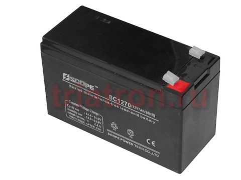 12V, 7Ah SC-1270 (DT1207,VRLA12-7) 151х65х95мм свинцово-кислотный аккумулятор