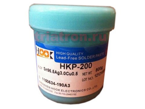 Паяльная паста Sn96.5 / Ag 3 / Cu0.5, 217° 0,5кг Паяльная паста Sn96.5 / Ag 3 / Cu0.5, 217° 0,5кг