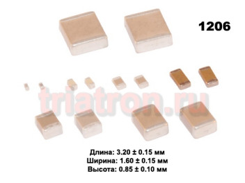 0,01мкф X7R 50в 10% (1206) Чип керам,конденсатор Yageo CC1206KRX7R9BB103 (CAP 1206) (CERCAP 0.01/50V 1206 X7R)