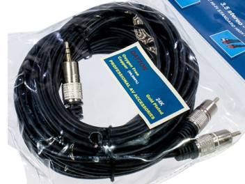 3-0293-5.0, Шнур A/V шт 3.5 st-2 RCA мetal-gold, d=4*8 мм, 5.0 м, DAYTON