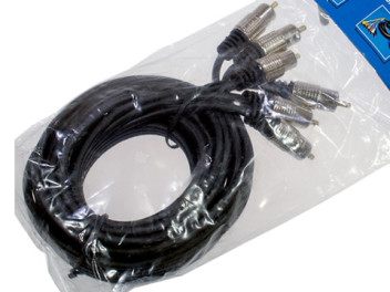 3-0315-3.0, Шнур A/V 3-3 RCA мetal-gold, d=4 мм, 3.0 м, DAYTON