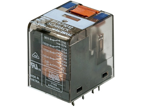 9-1419111-2, PT571012, (12VDC) конт-4C реле 6A/240В, TE Connectivity