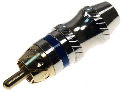 1-262G BLUD, (RP-213G) разъем RCA ''шт'' металл ''позол.'' на кабель синий, Китай