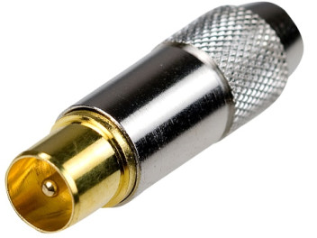 4-016G, разъем телевиз. ''шт'' металл ''позол.'' на кабель пайка ni-gold, Китай