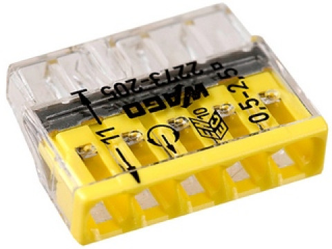 2273-205, электромонтажные экспресс-клеммы, 5х2.50 кв.мм, без пасты, Китай