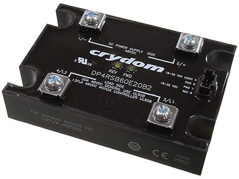 DP4RSB60E20B2, контактор реверсивный на панель 48VDC/20A 32VDC In, Crydom