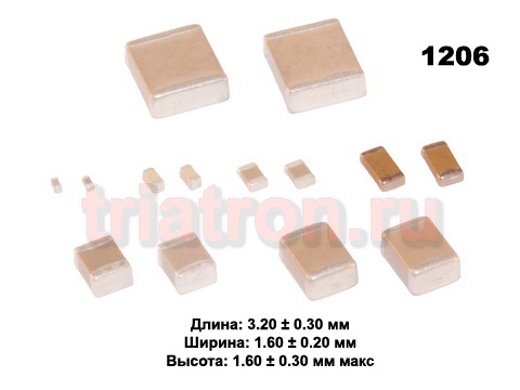 56пф NPO 50в ±5% (1206) ЧИП керам, конденсатор YAG ,CC1206JRNPO9BN560