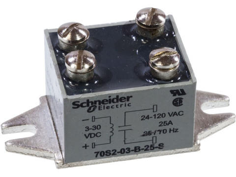 70S2-03-B-25-S, реле твердотельные, оптореле, 140VAC, 30VDC, 25A, Schneider