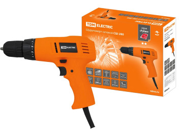 SQ1030-0101, Шуруповерт сетевой СШ-280, 280 Вт, 12.5 Нм, БЗП, шнур 5 м, ''Рубин'', TDM Electric