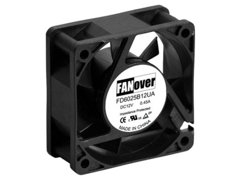 вентилятор 60х60х25мм 12В FD6025S12M2 DC (скольжения) FANOVER (60х60х25мм) (YM1206PTS3, JF0625S1H-00, JF0625S1M-01, EE60251S2-1000U-999, EC6025L12S)