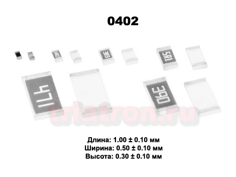 5,1ом 5% RC 1/16W (0402) Чип резистор *RC0402JR-075R1L, SMD040210X05MM, YAG
