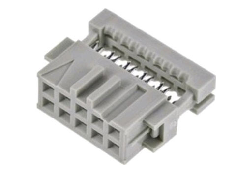 IDC-10F (DS1016-10MA2BB), Розетка 2.54мм на шлейф 10 pin с фиксатором кабеля CONNFLY
