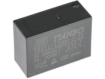 TRA3L-12VDC-S-2Z, Реле электромеханическое, TIANBO TRA3L-12VDC-S-2Z, Реле электромеханическое, TIANBO