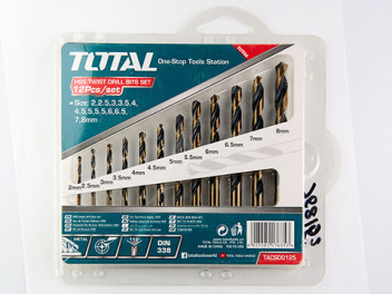 Набор сверл по металлу 12шт TOTAL (2, 2.5, 3, 3.5, 4, 4.5, 5, 5.5, 6, 6.5, 7, 8 мм) Набор сверл по металлу 12шт TOTAL (2, 2.5, 3, 3.5, 4, 4.5, 5, 5.5, 6, 6.5, 7, 8 мм)