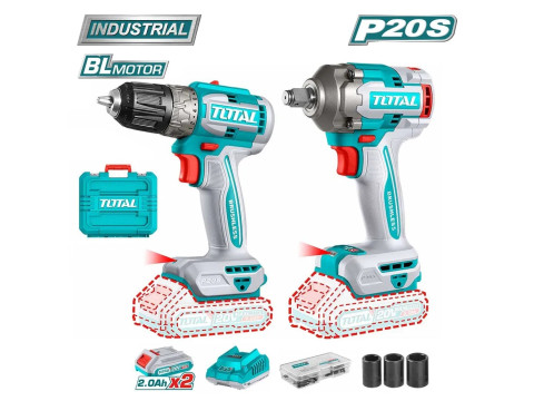 TCKLI20271, Набор аккумуляторных инструментов 2шт,20В,1аккумул. дрель(TDLI204531),1 1ударн. гайковер