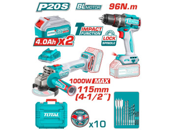 TOSLI20668, Набор аккумуляторных инструментов 3шт,TVLI1106,TVLI201261,TWLI2038 Total, TOTAL TOSLI20668, Набор аккумуляторных инструментов 3шт,TVLI1106,TVLI201261,TWLI2038 Total, TOTAL