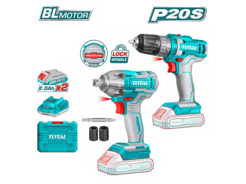 TOSLI230702, Набор аккумуляторных инструментовт Li-Ion 2шт, 20В,1аккумул. дрель,1ударный гайковерт T