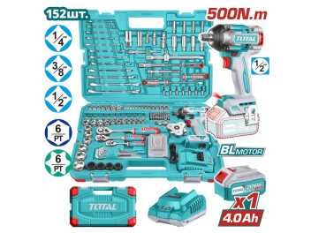 THKTHP31522, Набор инструментов с аккумуляторным ударным гайковертом 152шт,с аксессуарами, с ЗУ и АК THKTHP31522, Набор инструментов с аккумуляторным ударным гайковертом 152шт,с аксессуарами, с ЗУ и АК