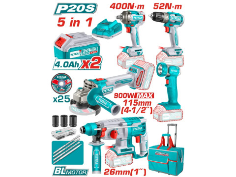 TCKLI2058, Набор профессион аккумулят инструментов 5шт,TDLI204531,TIWLI20401,TRHLI20228,TAGLI21154,T