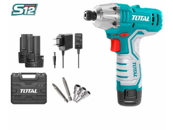 TIRLI1201, Аккумуляторный ударный винтоверт 100 Нм, Li-ion 12V, 1.5Ah (кейс, 2 аккумулятора, набор TIRLI1201, Аккумуляторный ударный винтоверт 100 Нм, Li-ion 12V, 1.5Ah (кейс, 2 аккумулятора, набор