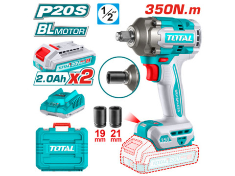 TIWLI2035, Аккумуляторный ударный гайковерт 1/2', 350 Нм, бесщеточный двигатель, фонарь(2 АКБ+ЗУ+кей