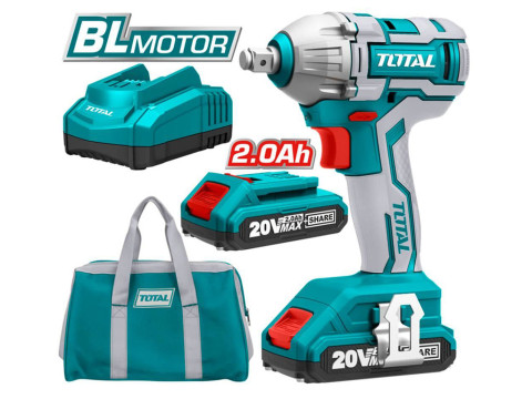 TIWLI2001, Аккумуляторный ударный гайковерт 300 Нм, бесщеточный мотор, Li-ion 20V, 2.0Ah (сумка, 2