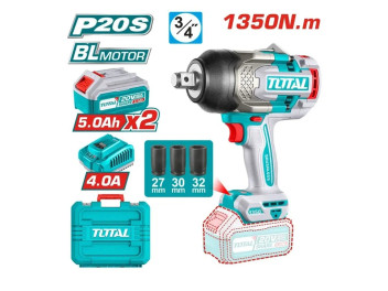 TIWLI20135, Аккумуляторный ударный гайковерт,20В,квадр привод:3/4',0-900/0-1200/0-1800об/мин, С ЗУ и
