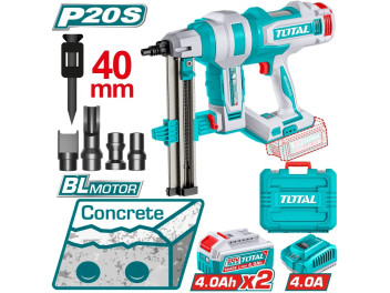 TCNLI9008, Аккум. гвоздезабиватель по бетону , Li-lon,20В, длина крепежа:19–40мм(3/4'–1–5/8'),с АКБ TCNLI9008, Аккум. гвоздезабиватель по бетону , Li-lon,20В, длина крепежа:19–40мм(3/4'–1–5/8'),с АКБ