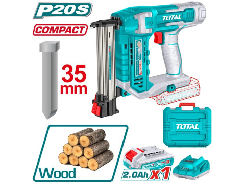 TCBNLI3508, Аккумуляторный гвоздезабиватель Li-lon 20V, тип гвоздя: F15~F35, (c ЗУ и АКБ) TOTAL