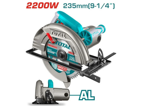 TS1222356, Пила дисковая 2200W, диаметр лезвия:235x25,4мм,скорость без нагрузки: 3800об/мин TOTAL