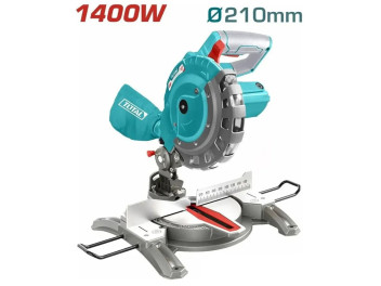 TS42142107, Пила торцовочная, мощность 1400Вт, 5000 об/мин. размер лезвия 210мм x 25,4мм, TOTAL