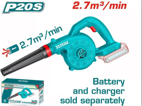 TABLI2078, Аккумуляторная воздуходувка,20В,18000об/мин,2,7 м?/мин без ЗУ и АКБ TOTAL