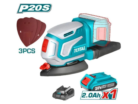 TDSLI20511, Аккумуляторная дельташлифовальная машина, Li-ion 20V (1 АКБ и ЗУ) TOTAL