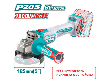 TAGLI221253, Аккумуляторная угловая шлифмашина,20В,1200Вт,3000/6000/9000об/мин,диаметр диска:125мм T TAGLI221253, Аккумуляторная угловая шлифмашина,20В,1200Вт,3000/6000/9000об/мин,диаметр диска:125мм T