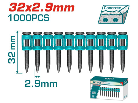 TAC02321, Гвозди для гвоздезабивателя,длина: 32мм,1000шт.,диаметр: 2,9 мм TOTAL