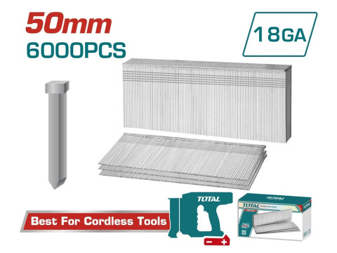 TAC918506, Гвозди для стэплера 50мм, 6000шт/цв коробка,Ga18,1.25X1.0mm TOTAL