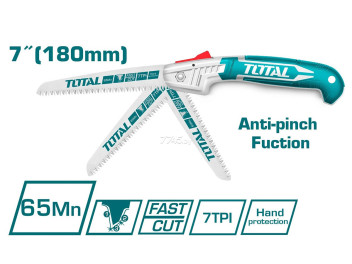 THFSW18026, Пила садовая складная 7'/180mm, зуб 7TPI, сталь 65Mn TOTAL