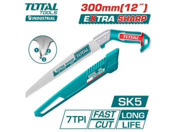 THPS3008, Пила садовая,12'/300мм,SK5, 7TPI, термообработанные зубья,тройные зубья TOTAL