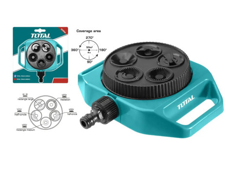 THPS63022, Пластиковый дождеватель-ороситель 5в1 (коннектор 3/4') TOTAL