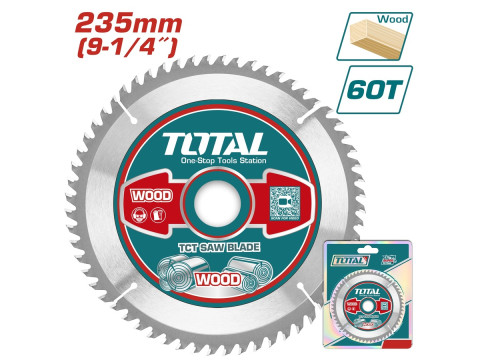TAC231623, Диск пильный по дереву TCT 235mmX30X 60T (кольцо 16мм и 25,4мм) TOTAL TAC231623, Диск пильный по дереву TCT 235mmX30X 60T (кольцо 16мм и 25,4мм) TOTAL