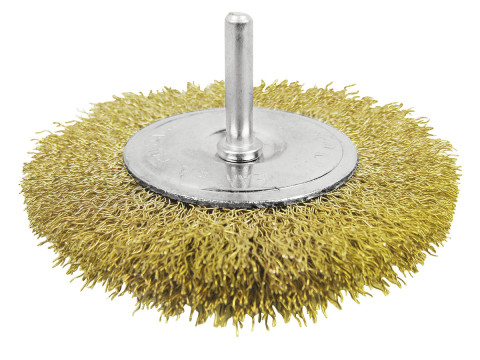 TAC34031, Щетка по металлу для дрели тип 'тарелка' 75мм, латунированная проволка TOTAL