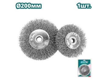 TAC36081, Щетка-крацовка дисковая 200mm, 8', диаметр отверстия: 16мм,диаметр проволоки: 0,3мм,ОБ/мин
