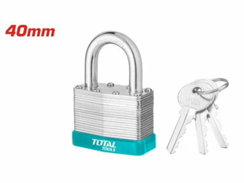 TLPK36401, Замок навесной ламинированный 40мм, 3 ключа TOTAL