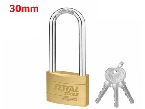 TLK32302L, Замок навесной латунный усиленный с длинной дужкой 30мм TOTAL TLK32302L, Замок навесной латунный усиленный с длинной дужкой 30мм TOTAL