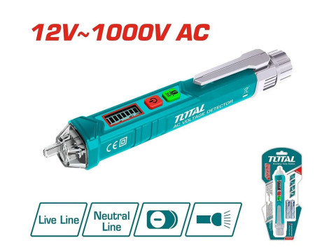 THT2910003, Тестер напряжения индукционный бесконтактный 12-1000 В TOTAL