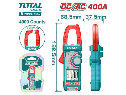 TMT762002, Токоизмерительные клещи,DC/AC 4A/40A/400A,напряжение DC/AC: 400мВ/4В/40В/600В TOTAL TMT762002, Токоизмерительные клещи,DC/AC 4A/40A/400A,напряжение DC/AC: 400мВ/4В/40В/600В TOTAL