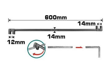 THBEB12142, Ключ для гибки арматуры 12mm&14mm TOTAL