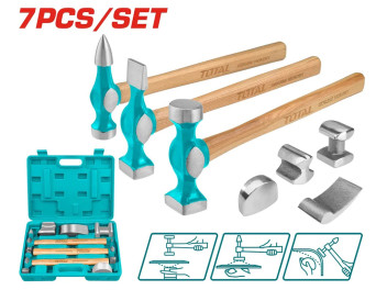 TBAFO712, Набор молотков для рихтовки 7шт для кузова и крыла TOTAL